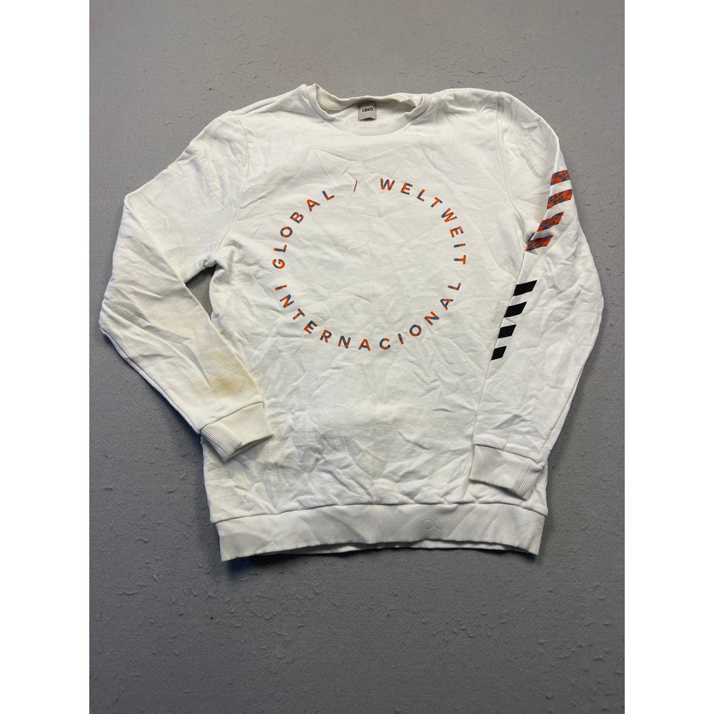 ASOS Sweatshirt 100% Cotton White Graphic Print Size Medium EU/US Mens